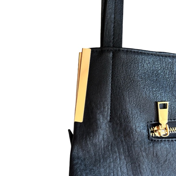 Madison West Black Shoulder Bag with gold accent and hardware - Picture 4 of 6